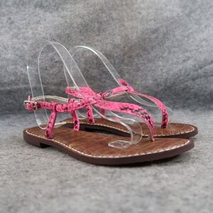 Sam Edelman Shoes Womens 5 Sandals Casual Flat Leather Snake Pink Gigi Fashion